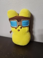 Peeps Yellow Bunny Racecar driver Plush Stuffed Animal Toy 5.5" glasses goggles 