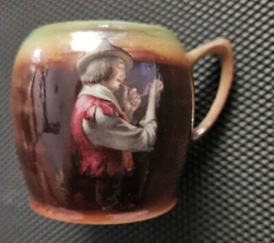 Royal Bayreuth Porcelain Tapestry Portrait Cavalier Smoking Tobacco small cup