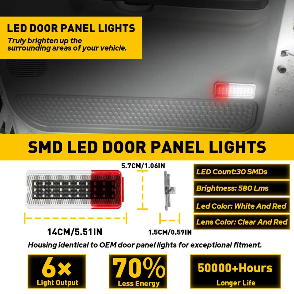 2x Luz de puerta LED para Ford Super Duty F250 F350 F450 EXVursion F81Z2523820A EXV Foto 2 de 4