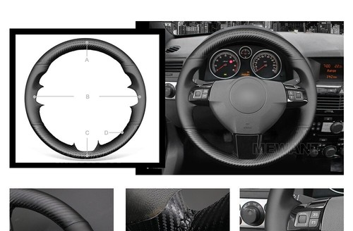 Black Carbon Fiber Steering Wheel Cover for Opel Astra H Signum Vectra Vauxhall - Picture 8 of 13