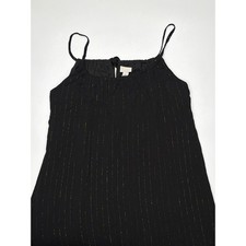 A New Day Black Glitter Stripe Maxi Dress Spaghetti Strap Tie Neck Medium