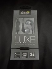 NIB iFrogz Luxe In-Ear Earbuds with Microphone Black - 6 mm Drives 3.5mm Plug