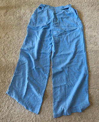 Stradivarius Pleated wide Anzughose blau Gr. 34, Bundfalte, weites Bein