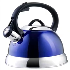 Flintshire 1.75 Qt. 7-Cup Blue Stainless Steel Whistling Stovetop Tea Kettle