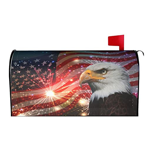 Sweetshow Patriotic American Flag Mailbox Cover – Magnetic 21x18 Inch, Eagle USA Flag Decor For Garden & Yard