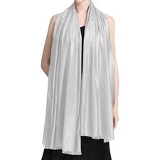 Nwt Vextrofort Sparkling Metallic Pashmina Shaw Wrap Scarf, Silver, 31 X 78