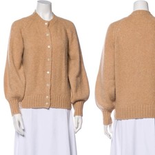 ANN MASHBURN Merino Wool Cashmere Button Down Cardigan Sweater M Medium Balloon