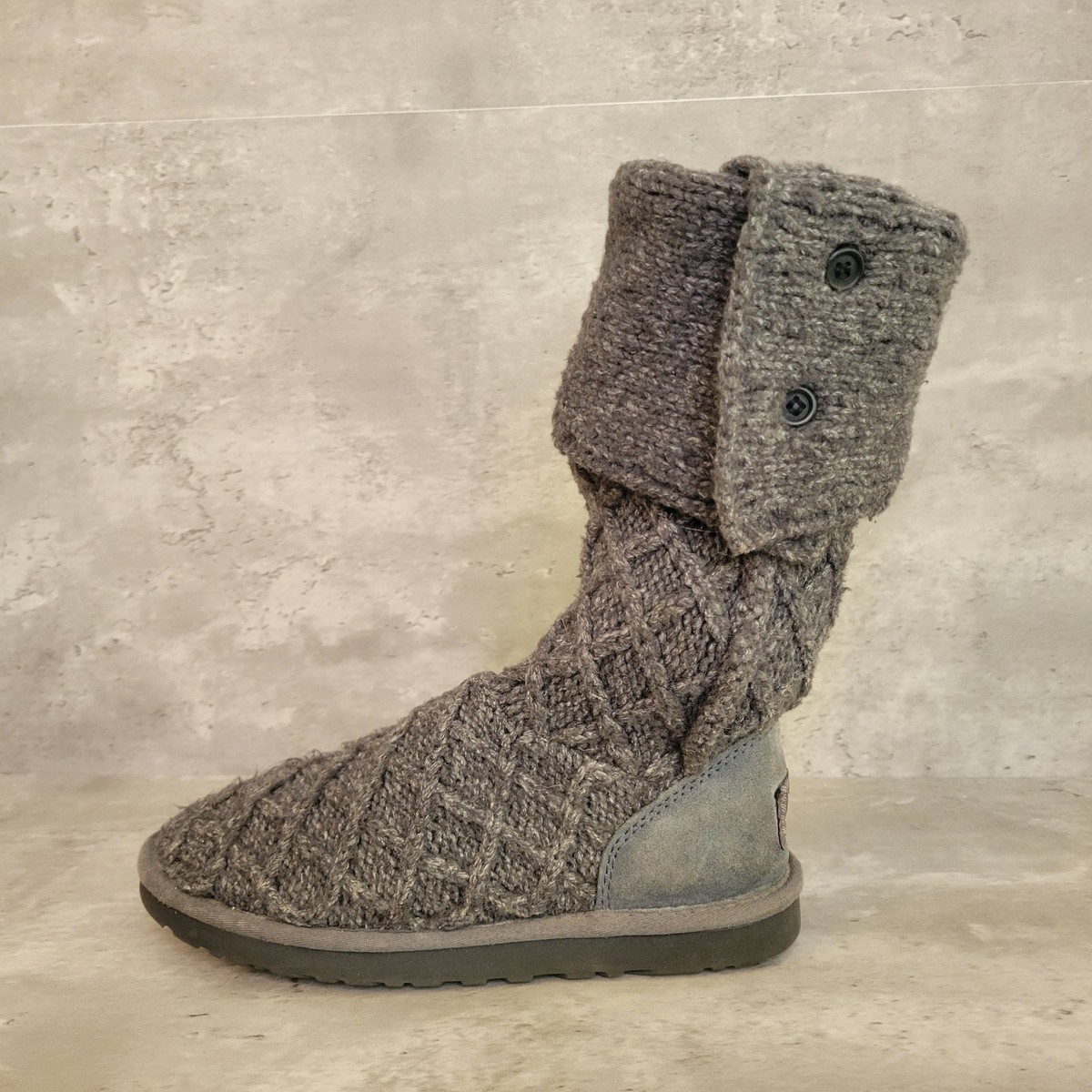 Lattice Cardy Ugg Knit Boots With Logo Ugg Australia 3066 Gray