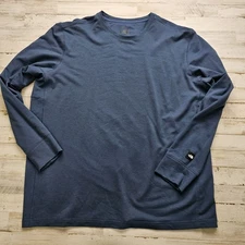 North Face Long Sleeve Base Layer Shirt Men's XXL Blue Baselayer Cotton Blend