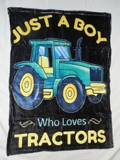 New "JUST A BOY WHO LOVES TRACTORS" 30" 40" Baby Boy Toddler Soft Blanket Throw