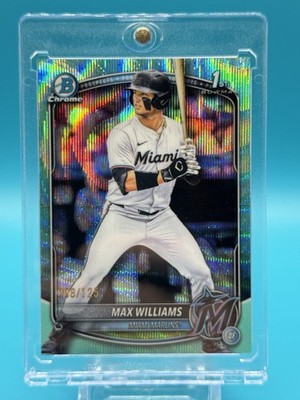 2025 Bowman Draft Max Williams Chrome Aqua Wave Refractor 1st #/125 Marlins