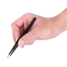 ⁺11Pcs Accuracy Tweezers Canvas Bag Set Stainless Steel Straight Ebow Anti