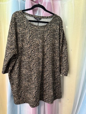 YOURS CLOTHING - LONGLINE-TUNIKA OBERTEIL LEOPARDENMUSTER WEICH UK 22-24 - SEHR GUTER ZUSTAND