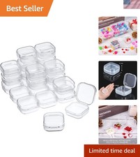 24 Pack Clear Plastic Bead Storage Boxes with Hinged Lid - Perfect for Crafts