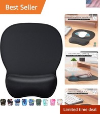 Ergonomic Mouse Pad with Gel Wrist Rest - 9.4x8.1 in Black Comfort