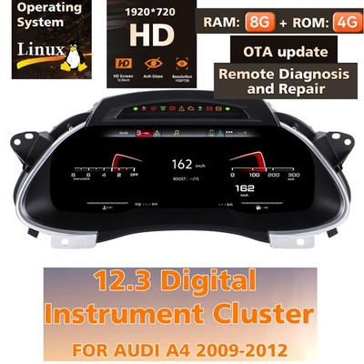 Digital LCD Speedometer Instrument Cluster For Audi A4 2009-2012 CarPlay Linux