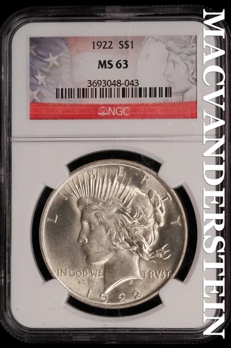1922 Peace Dollar-NGC MS 63 Choice Gem BU No Reserve #SLK881