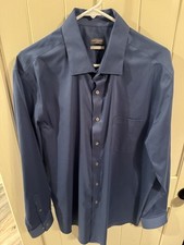 Van Heusen 17-17.5 34/35 Ultra Wrinkle Free Regular Fit Stretch Dress Shirt Blue