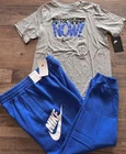 NWT Nike Boys YXL Royal Blue/Gray SCHOOLING STARTS NOW Jogger Sweat Pants Set XL
