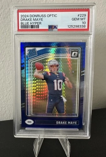 Drake Maye 2024 Panini Donruss Optic - Blue Hyper (RC) PSA 10 #229