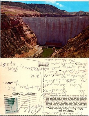 Yellowtail Dam Bighorn Canyon Scenic Vintage Postcard Postmarked 3c Stamp Used