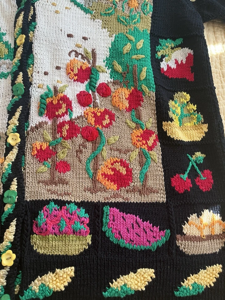 Cárdigan de manga corta vintage con temática de jardinería Marta D Berek talla grande Foto 4 de 4