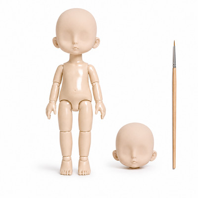 DIY Custom Doll Starter Kit 2 Heads 1 Body Paint Brush Face Up Set