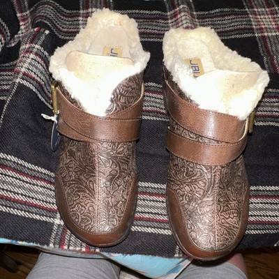 JBU Sweden Floral Brown Clog Wedge Slip-On 8.5M Memory Foam Breathable
