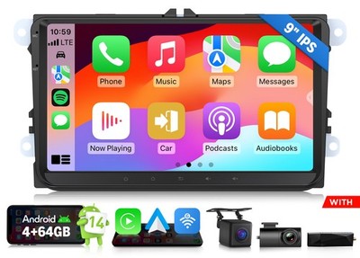 DAB+9'' Autoradio Android 14 CarPlay GPS Navi für VW GOLF 5 6 Touran Caddy Passat