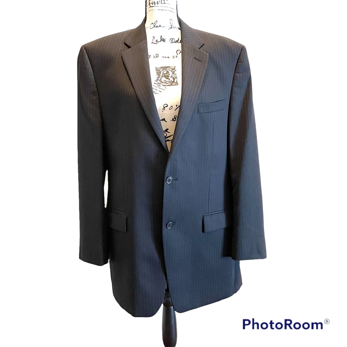 Michael Kors Marshall Fields Sport Coat Blazer Jacket Black 42L Wool  Pinstripe | eBay