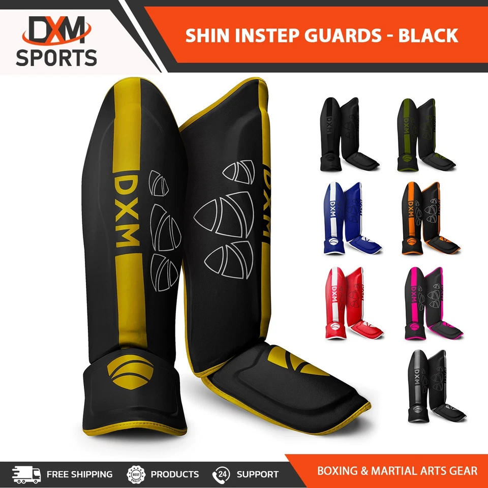 DXM SPORTS Shin Instep Guards MMA Leg Foot Pad Muay Thai Kick Boxing Training