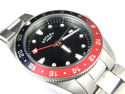 Herren Rotary GB00680/04 GMT Pepsi Taucher Quarz Uhr - 50m