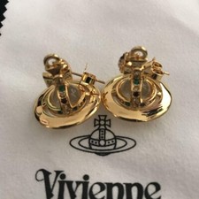Vivienne Westwood Tiny Orb Earrings Pierce Pink Gold Clear w/o drawstring