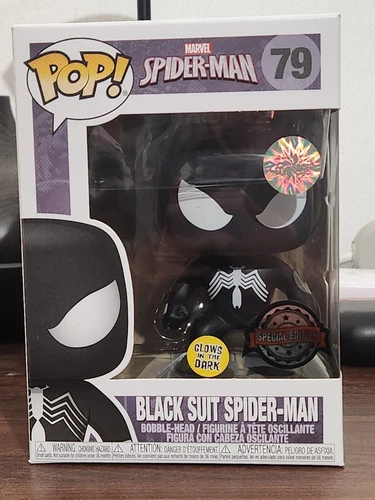 *BÓVEDA* FUNKO POP! MARVEL 79 TRAJE NEGRO SPIDER-MAN GITD EDICIÓN ESPECIAL RARO.