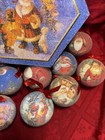 VTG 12 Traditional Santa Sugar Ball Christmas Ornaments Decorative Hexagon Box — photo 3