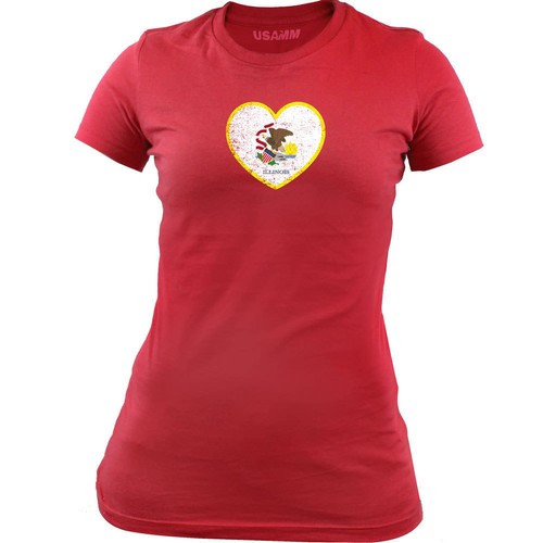 Original Ladies Illinois Heart State Flag T-shirt - Picture 2 of 6