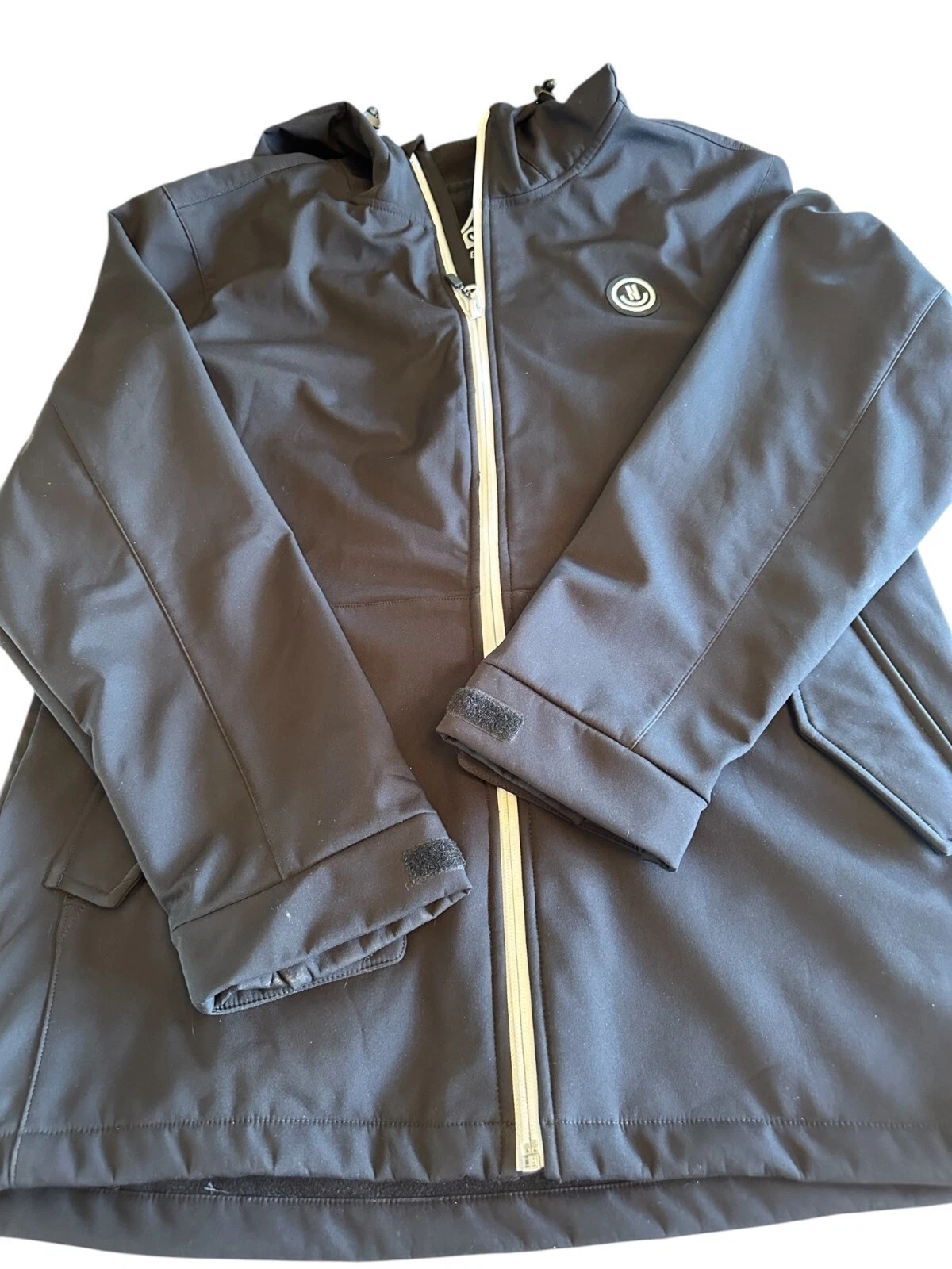 Neff Mens Large Black Hooded Softshell Jacket With Fleece Lining & Full-Zip