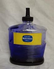 Ancienne grande bouteille  1L d'encre WATERMAN bleue (presque vide)