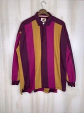Vintage 90s Bright Color Striped Rugby Field Gear Polo Large-11844