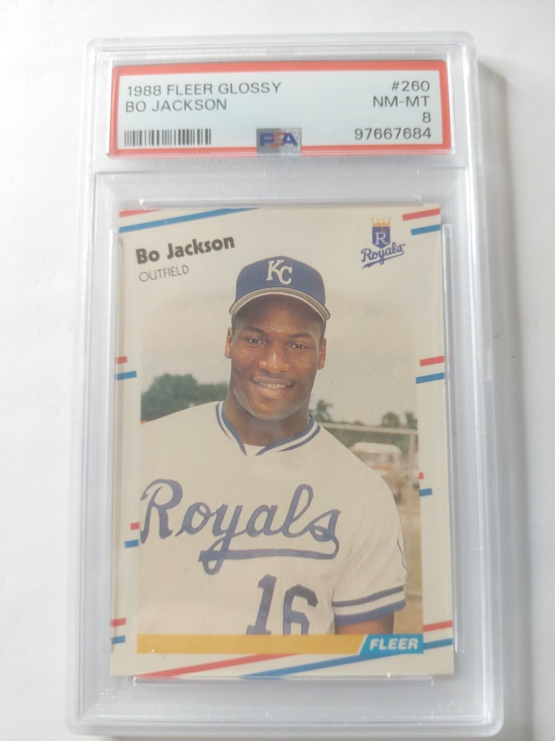 1988 Fleer Glossy #260 BO JACKSON Kansas City Royals PSA 8 MINT Fresh Slab