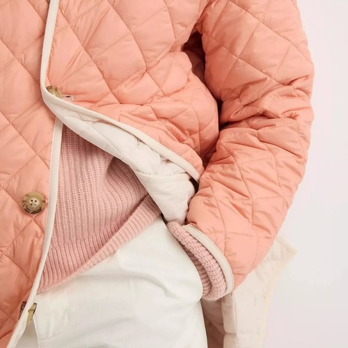 NWT J.Crew Women's Small Ivory Peach Reversible Belted Puffer Jacket Coat $268 - Picture 4 of 18