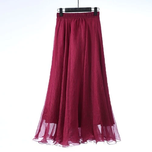 Damen Lange Röcke Hohe Taille Weiß Chiffon Sommer Boho Maxirock Strand Volant - Bild 11 von 40