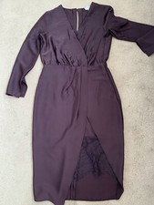 River Island Brown Midi Wrap Dress With Lace detail RRP £52! UK Petite 4. BNWOT!