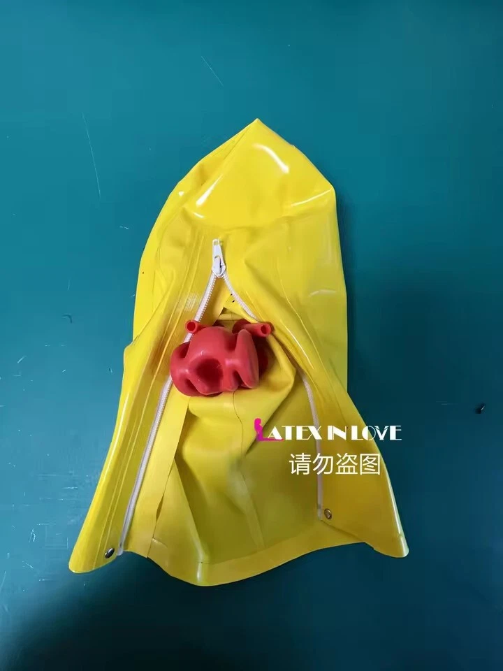 latex gummi mask mesh eyes red teeth nose tube cosplay mask