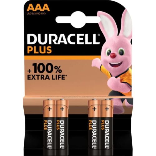 AAA Duracell PLUS POWER Alkaline Battery MN2400 LR03 - Pack of 4 Batteries - Picture 1 of 1
