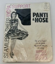 New NOS Vintage Sheer Panti Hose Pantyhose Size B Black Nylon Lycra 1960s