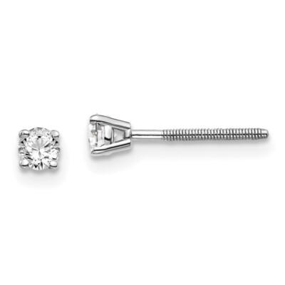 3mm 14k White Gold .20ct SI3 G-I Diamond Stud Thread on/off Post Earrings