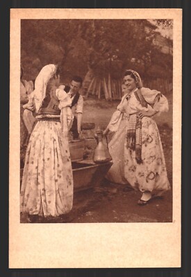 Serbians Fetching Water Traditional Fashion Sandžak Sandzak Vintage Postcard