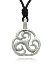 Unique Trilogy Wave Spiral Silver Pewter Charm Necklace Pendant Jewelry