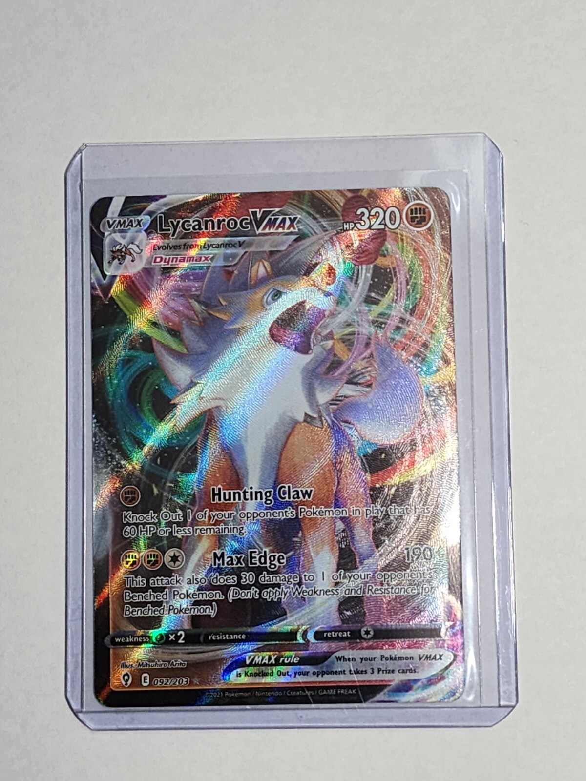 Lycanroc VMAX 092/203 Swsh07: Evolving Skies Holo Ultra Rare NM